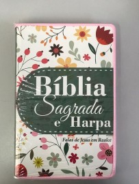 Bblia e Harpa -Letra Gigante -Plus Hdo Floral Gold