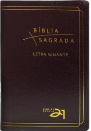 Bblia A21 Letra Gigante Luxo - Couro Bonded Bordo- Letra Gigante