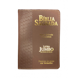 Bblia letra Jumbo Capa Pu Luxo C/ Harpa Estrela Marrom