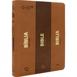 Bblia Trilngue Port Ing Esp capa Luxo Triotone Na/Esv/Rvc