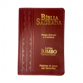 Bblia letra Jumbo Capa Pu Luxo C/ Harpa Arabesco Bordo
