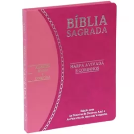 Bblia Slim Large ARC C/ Harpa Pu Bicolor - Pink E Rosa