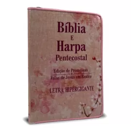 Bblia e Harpa Hiper Gig Hdo 2 Cores Floral Rosa